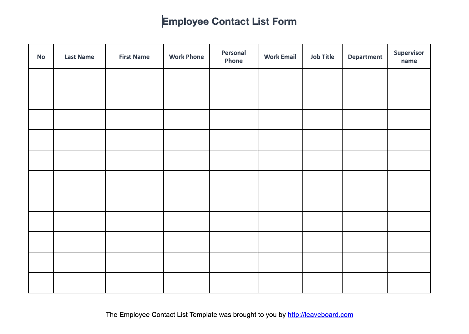 Template image of LeaveBoard