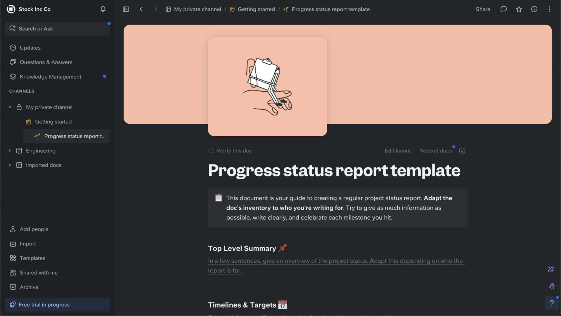 Project template image by Slite