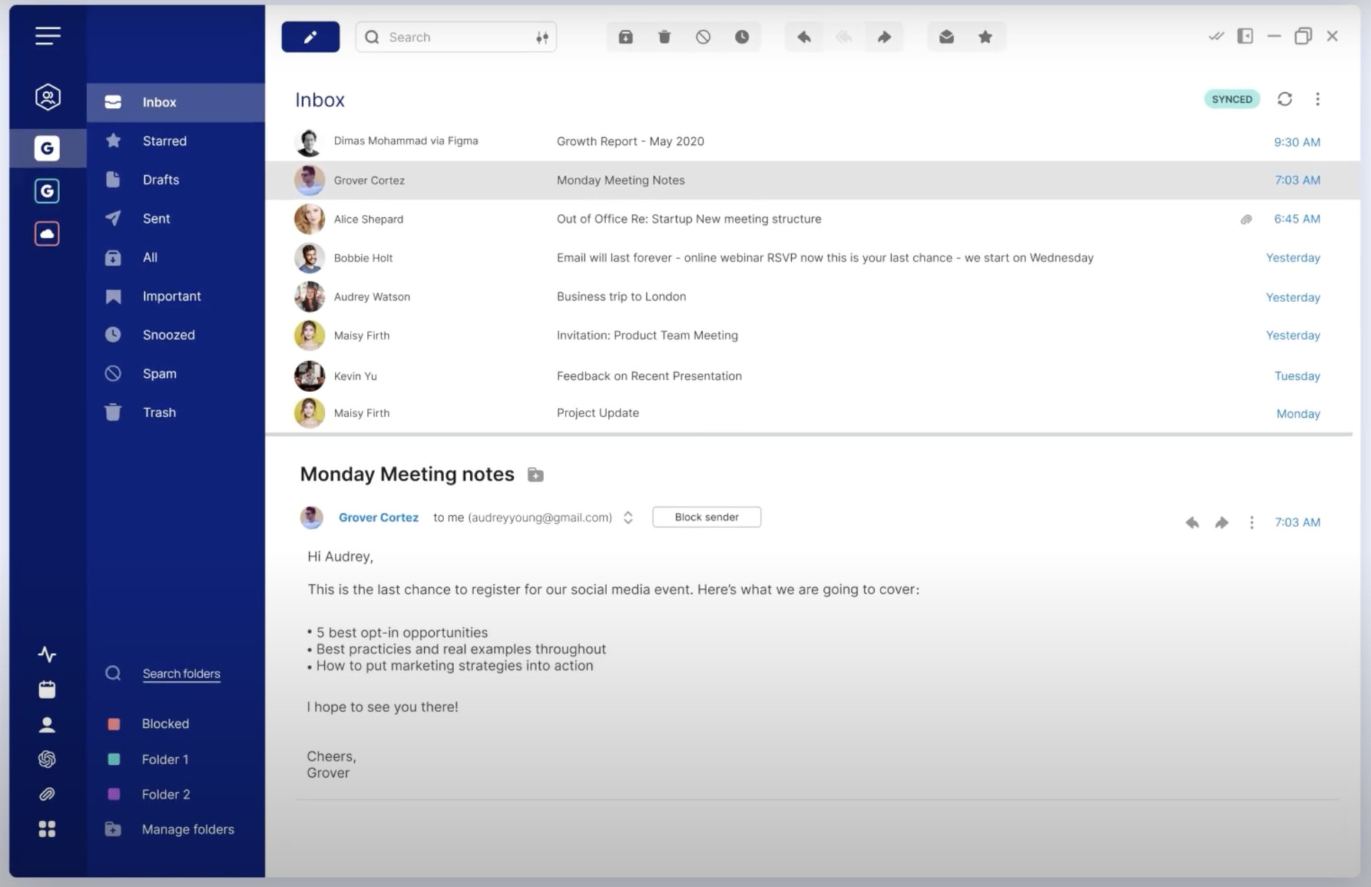 Image of top page of Mailbird
