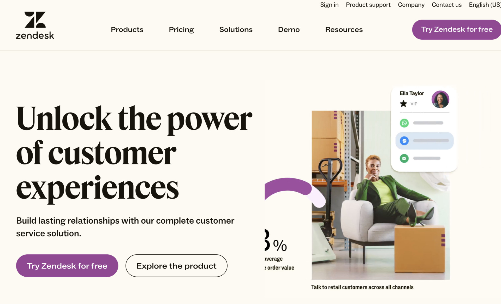 Image of Zendesk's top page