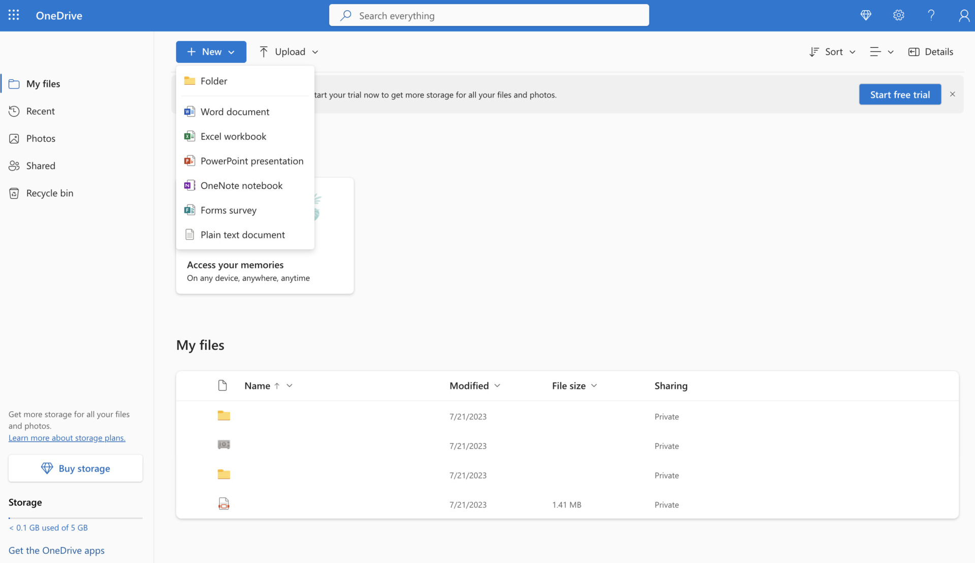 Actual image of operating OneDrive