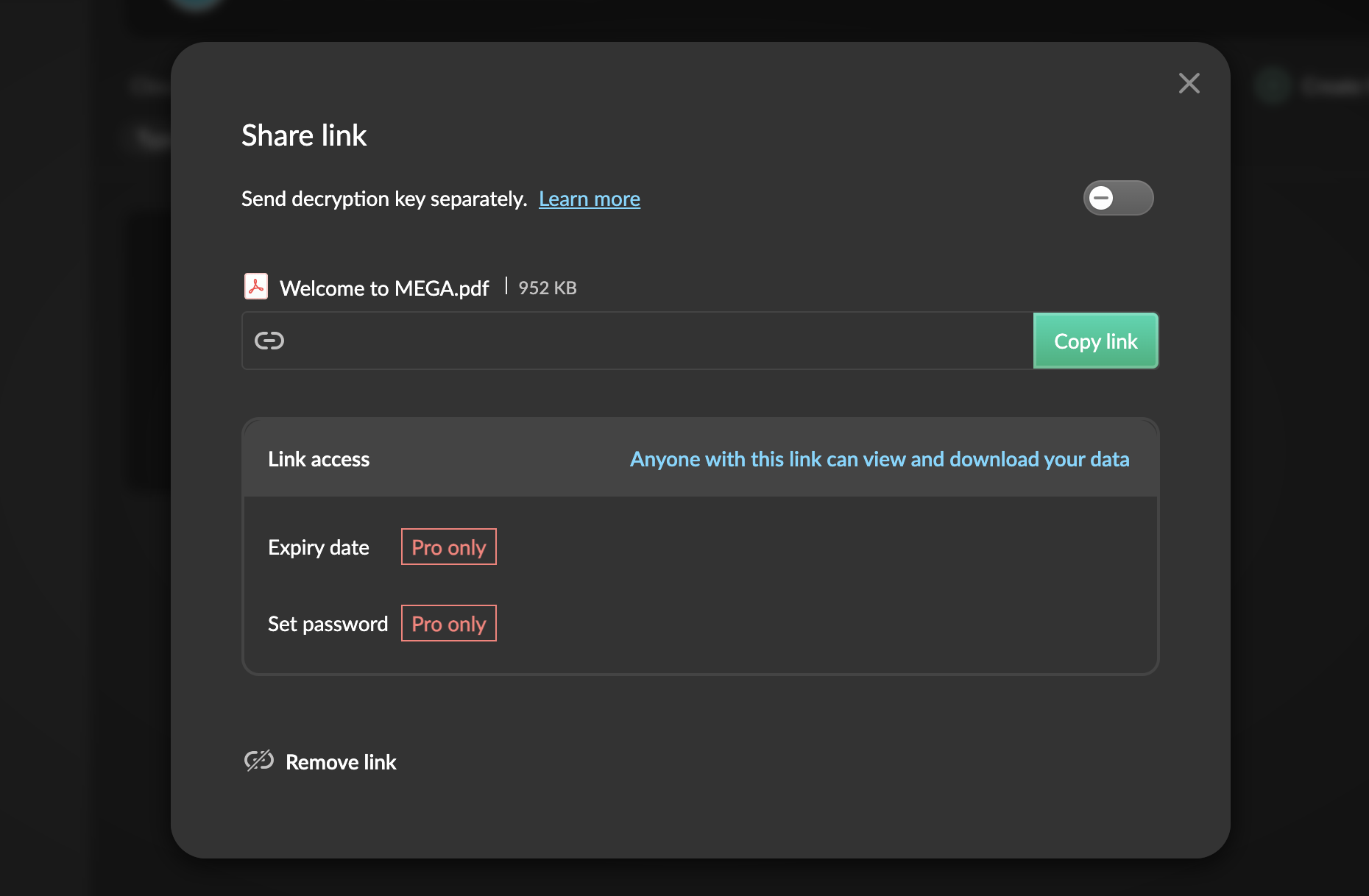 Image of copying the link of file