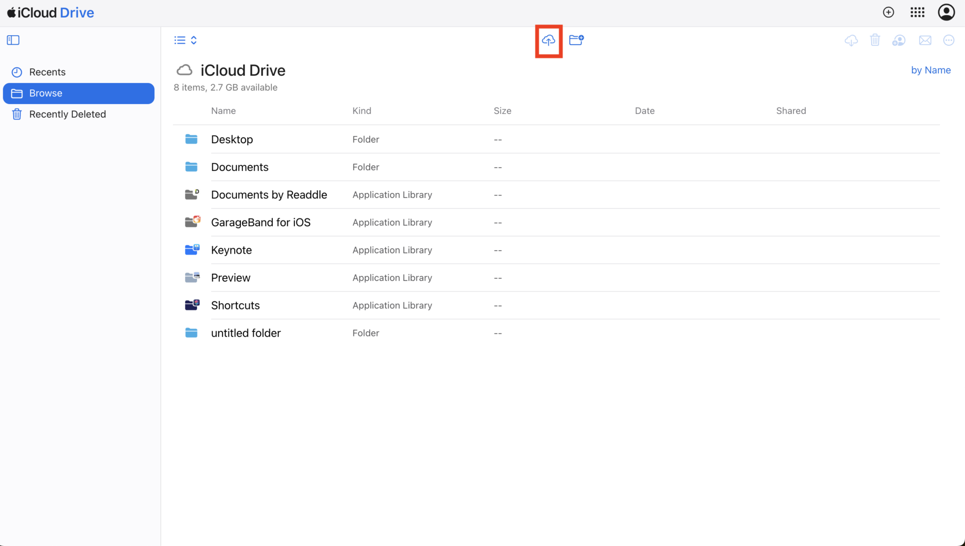 Image of focusing upload icon