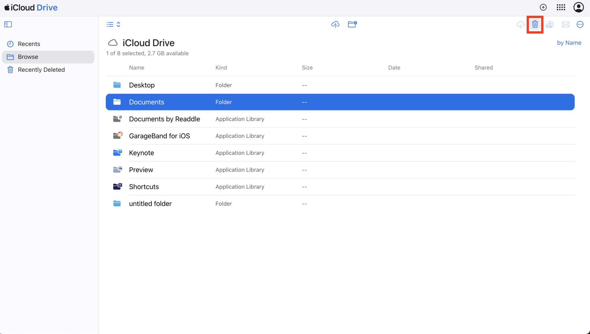 Image of focusing trash icon