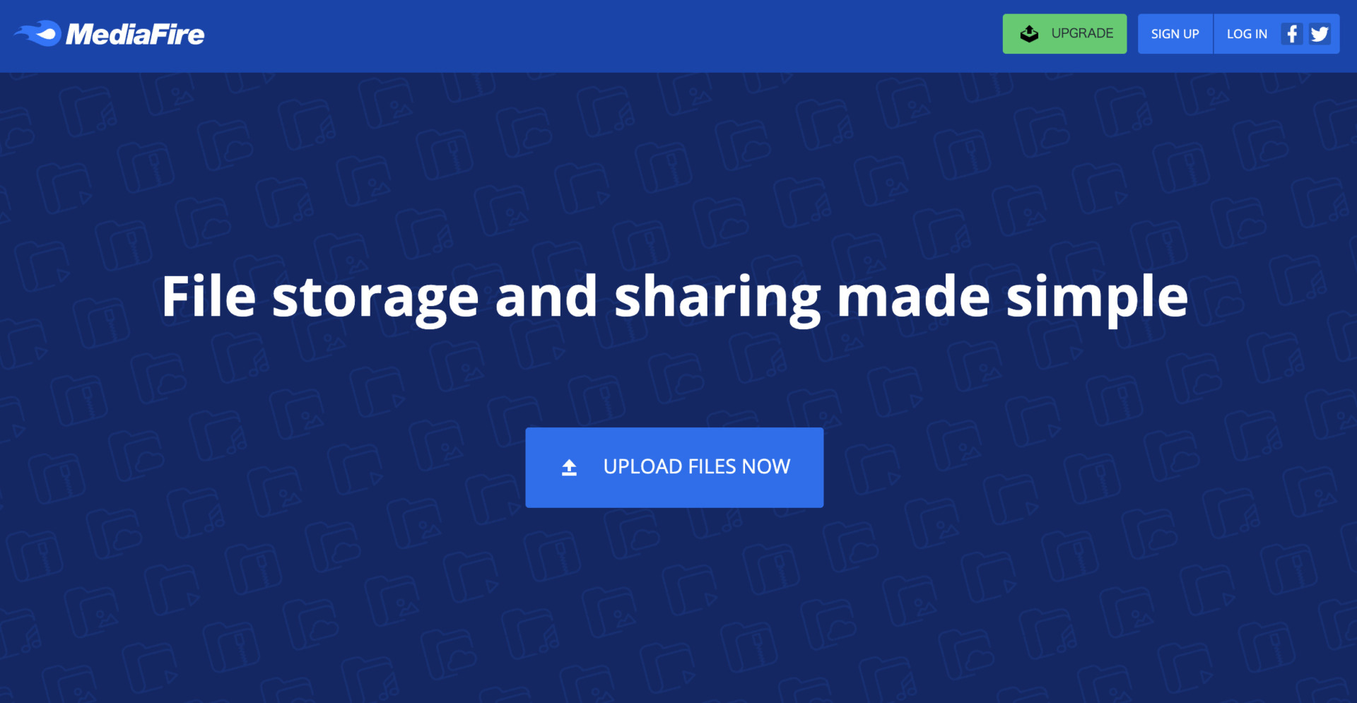 Top page of MediaFire