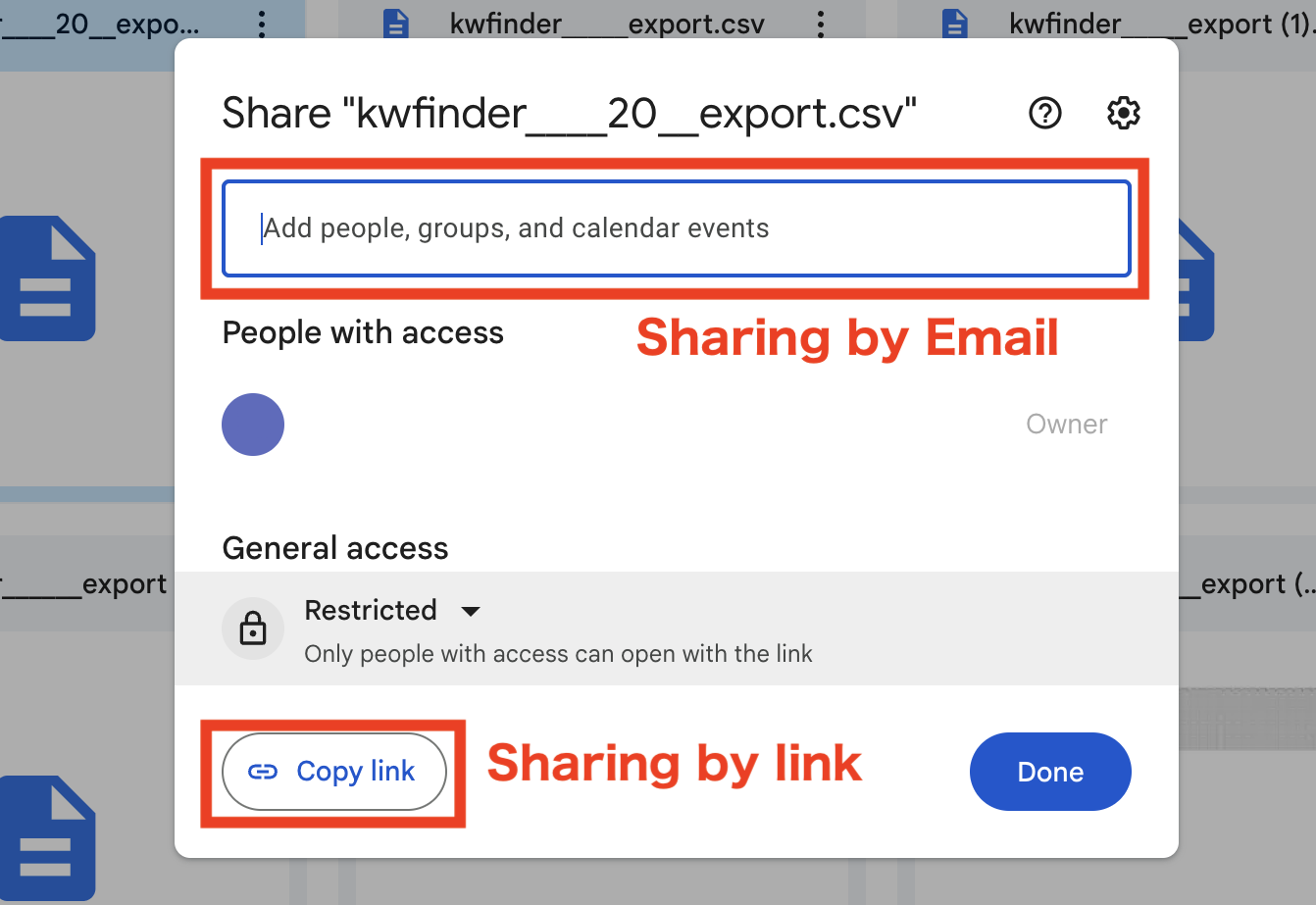 Image of sharing by link or Email
