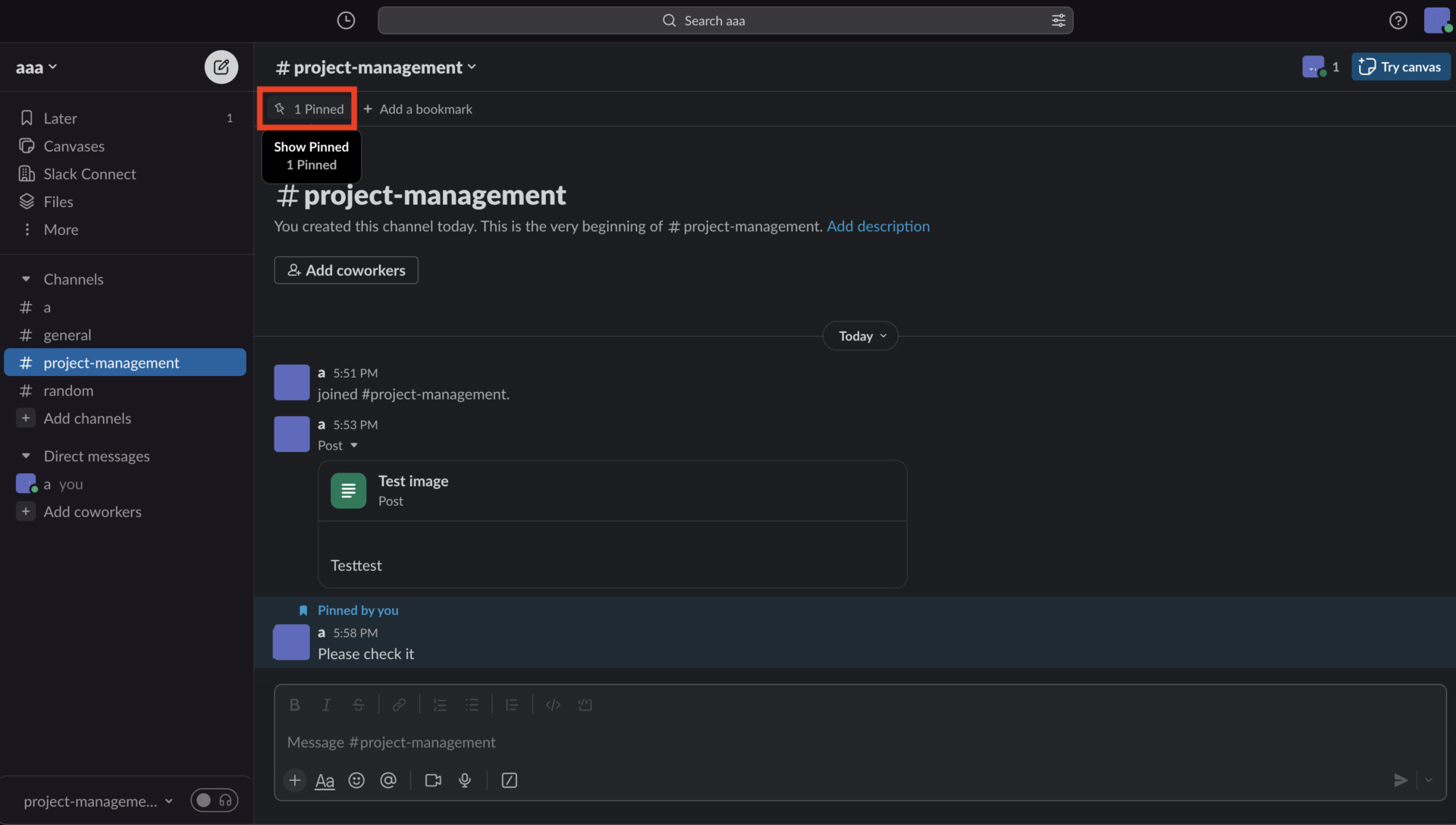 Image of pinning messages