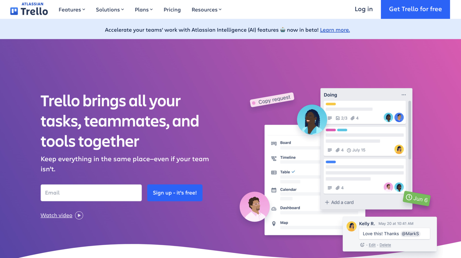 Image of top page of Trello