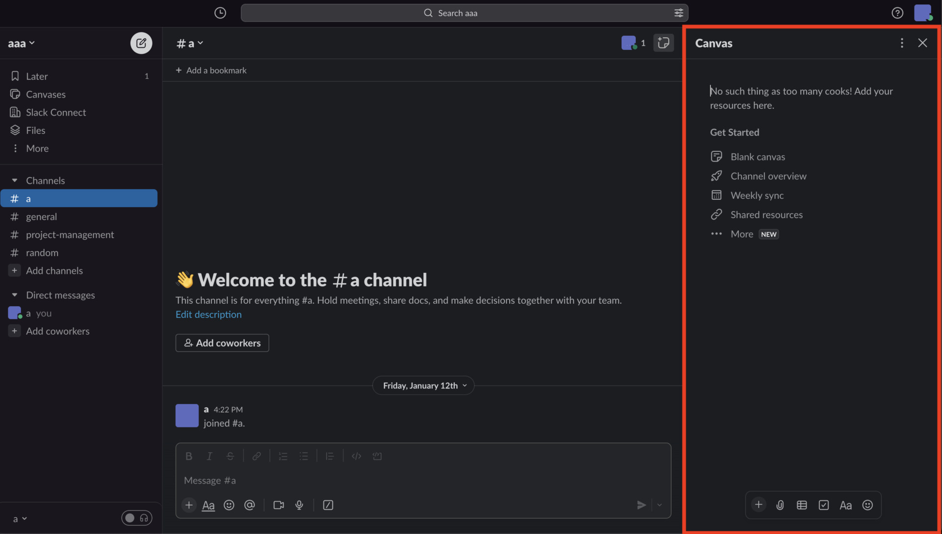 Image of template of Slack Canvas