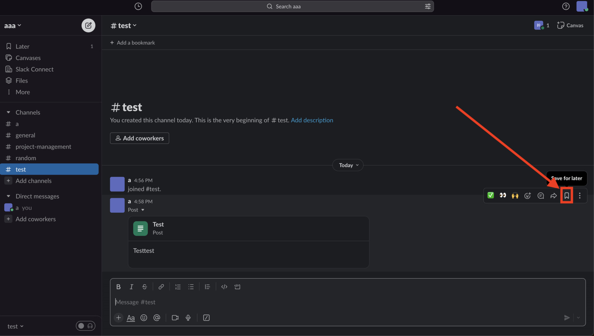 Image of bookmark messages in Slack