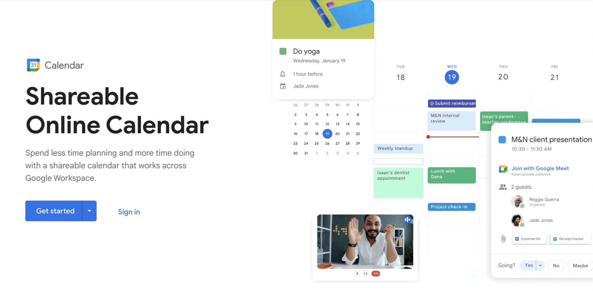 Top page of Google Calendar