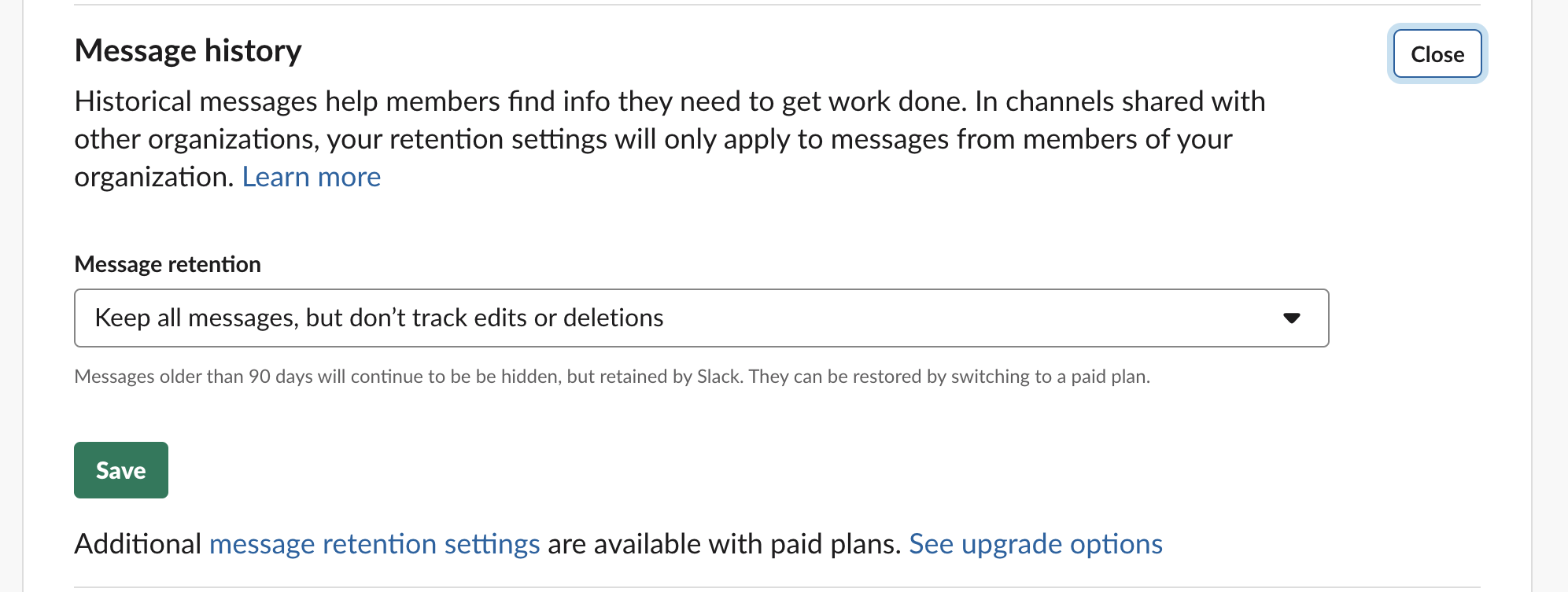 Image of opening option of Slack