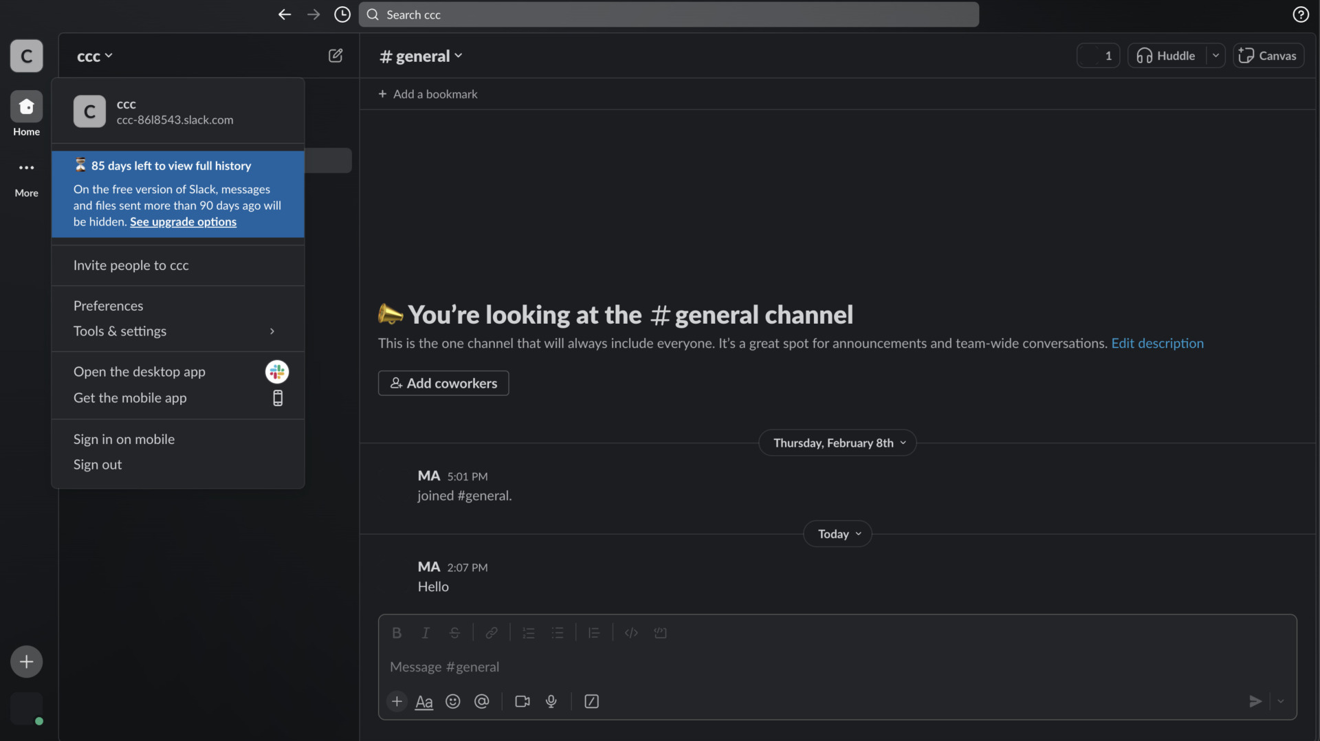 Image of moving to pricing page at Slack