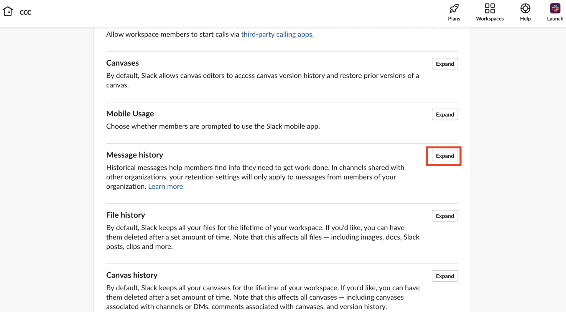 Image of choosing the work space of Slack