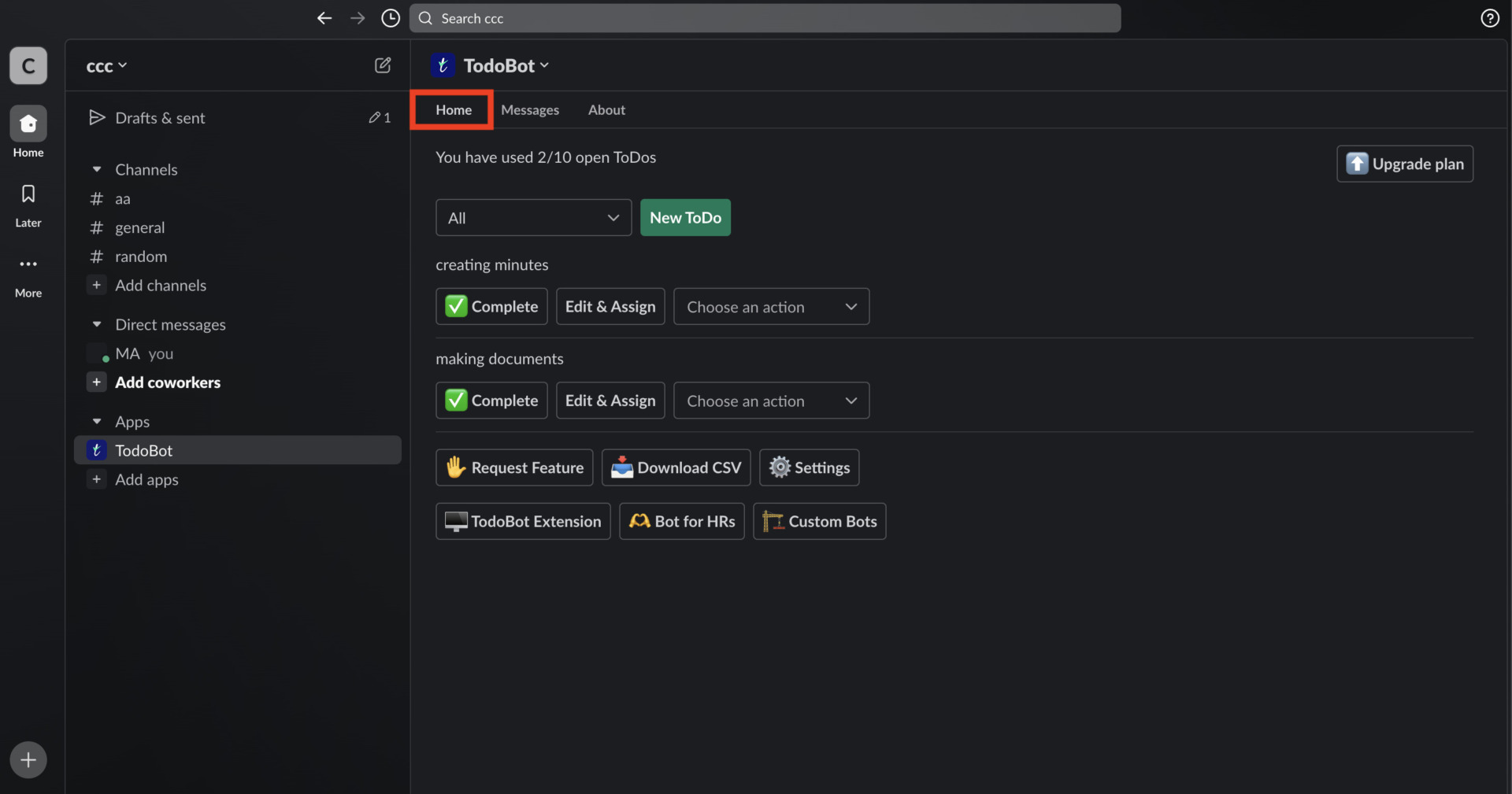 Image showing Slack todo listed