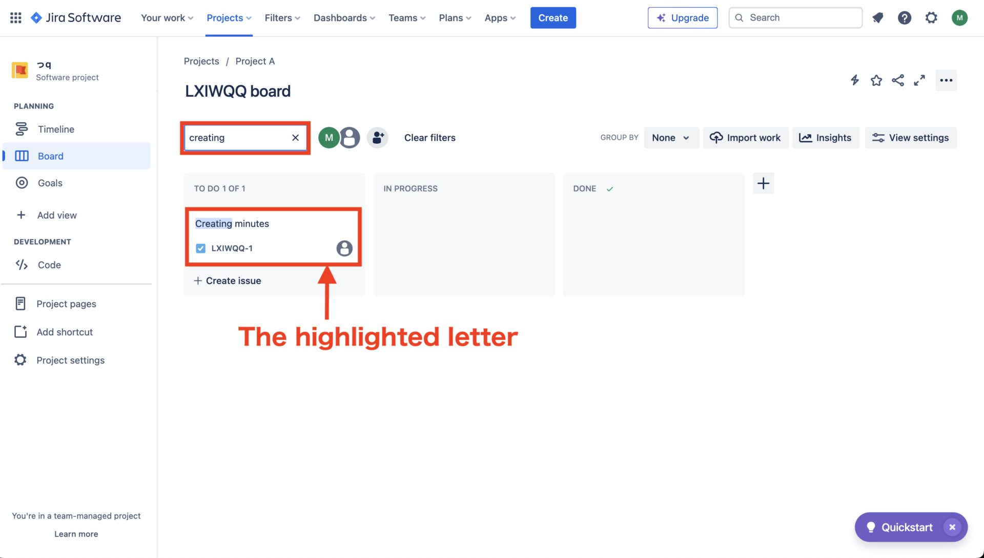 Image of screen for finding the issue