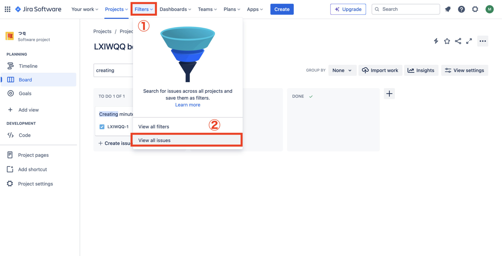 Image of setting filter setting