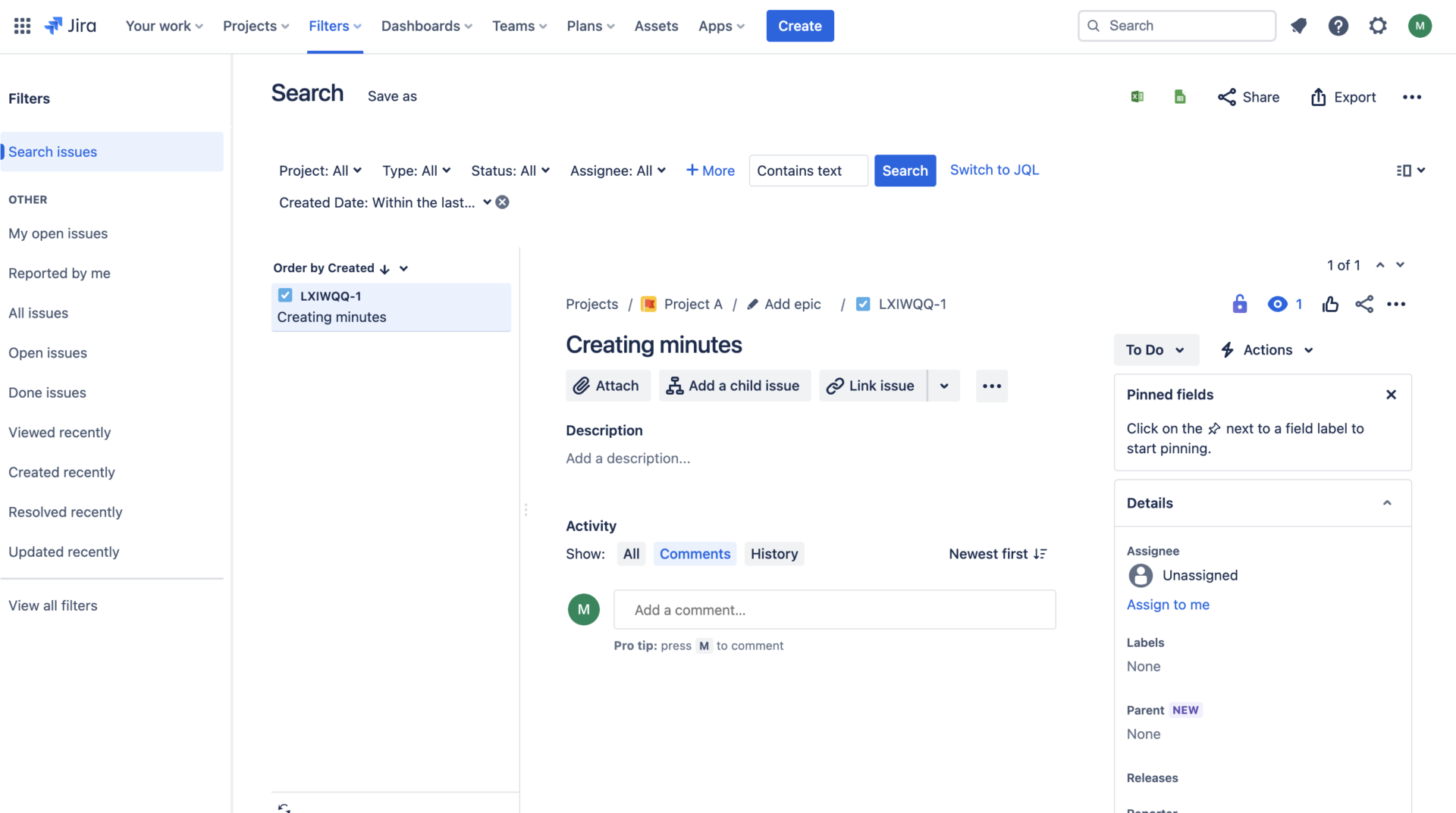 Image of narrowing down the issue by filter