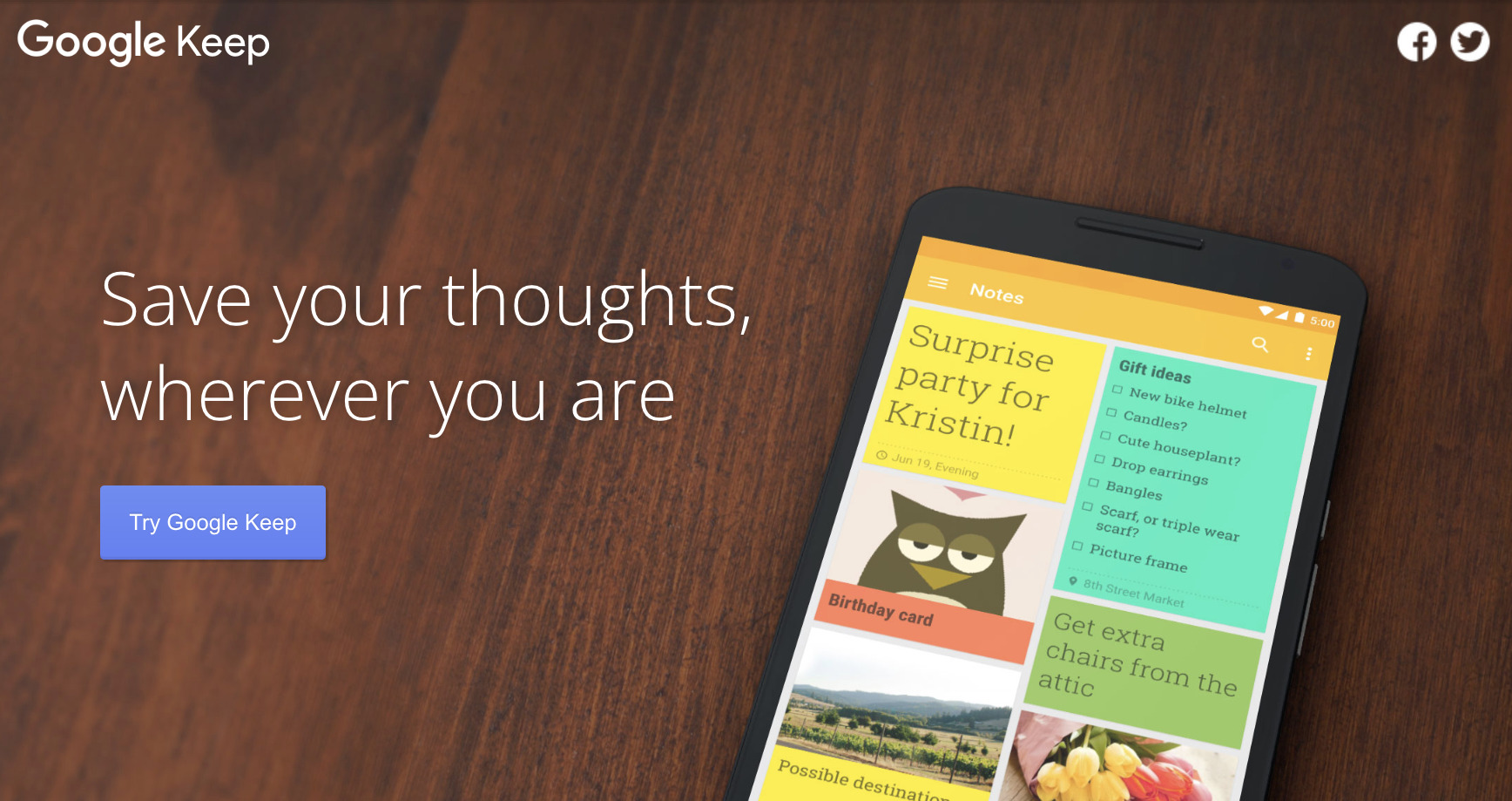 Image of top image of Google Keep