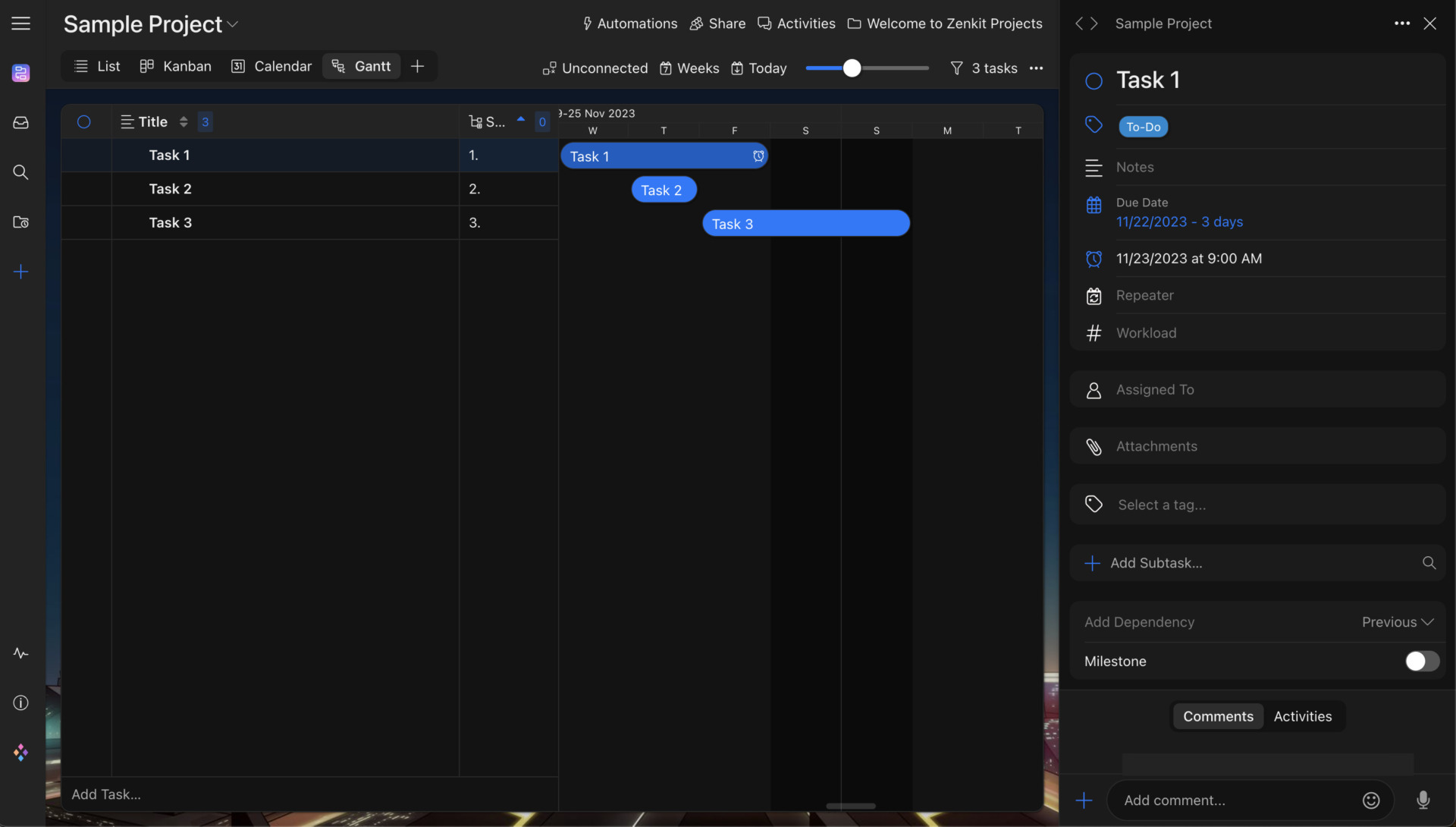 Top page of Zenkit Projects