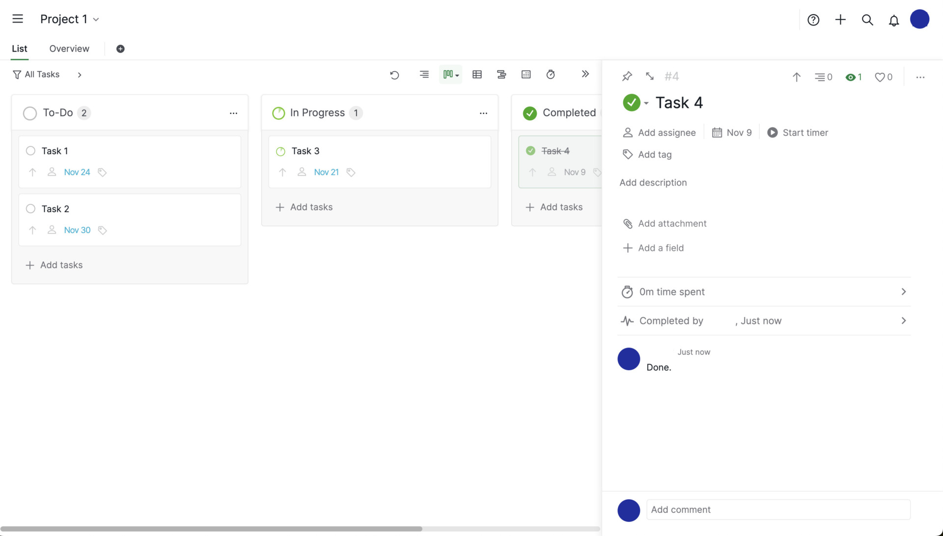Actual screen of Quire