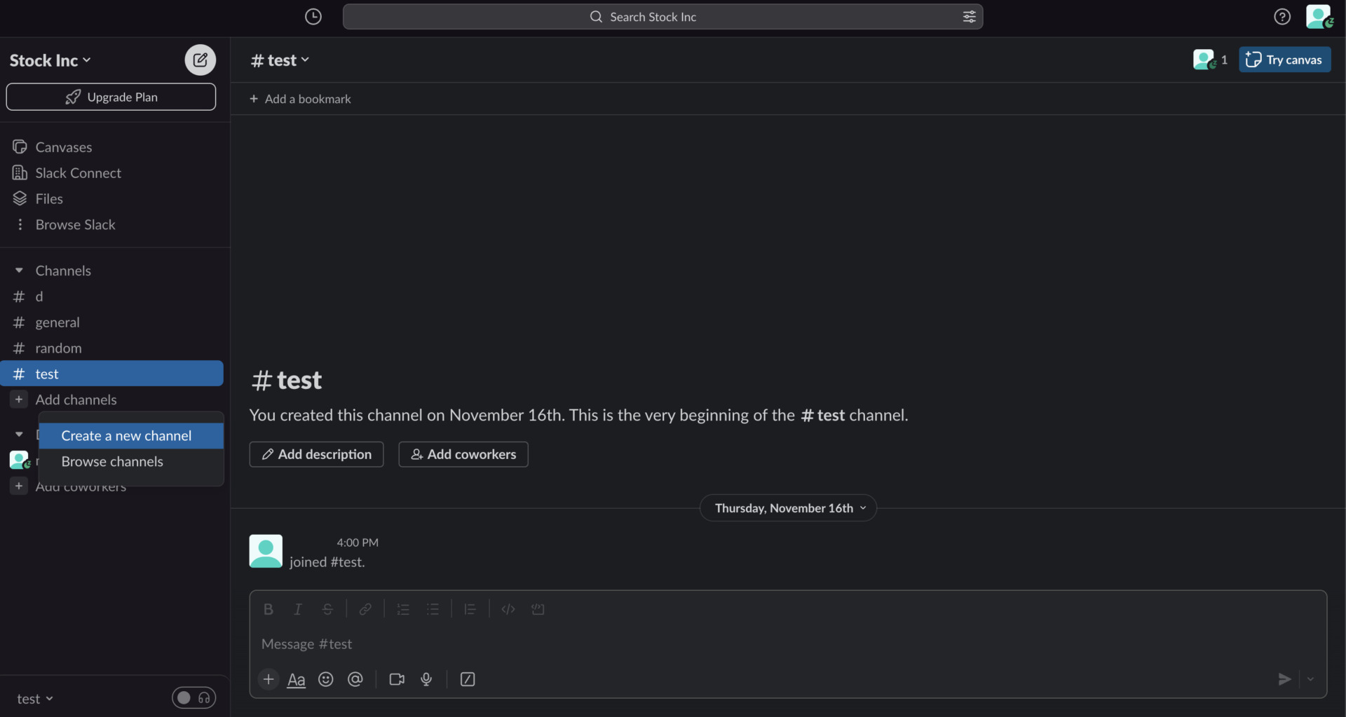 Actual screen of Slack for collaboration