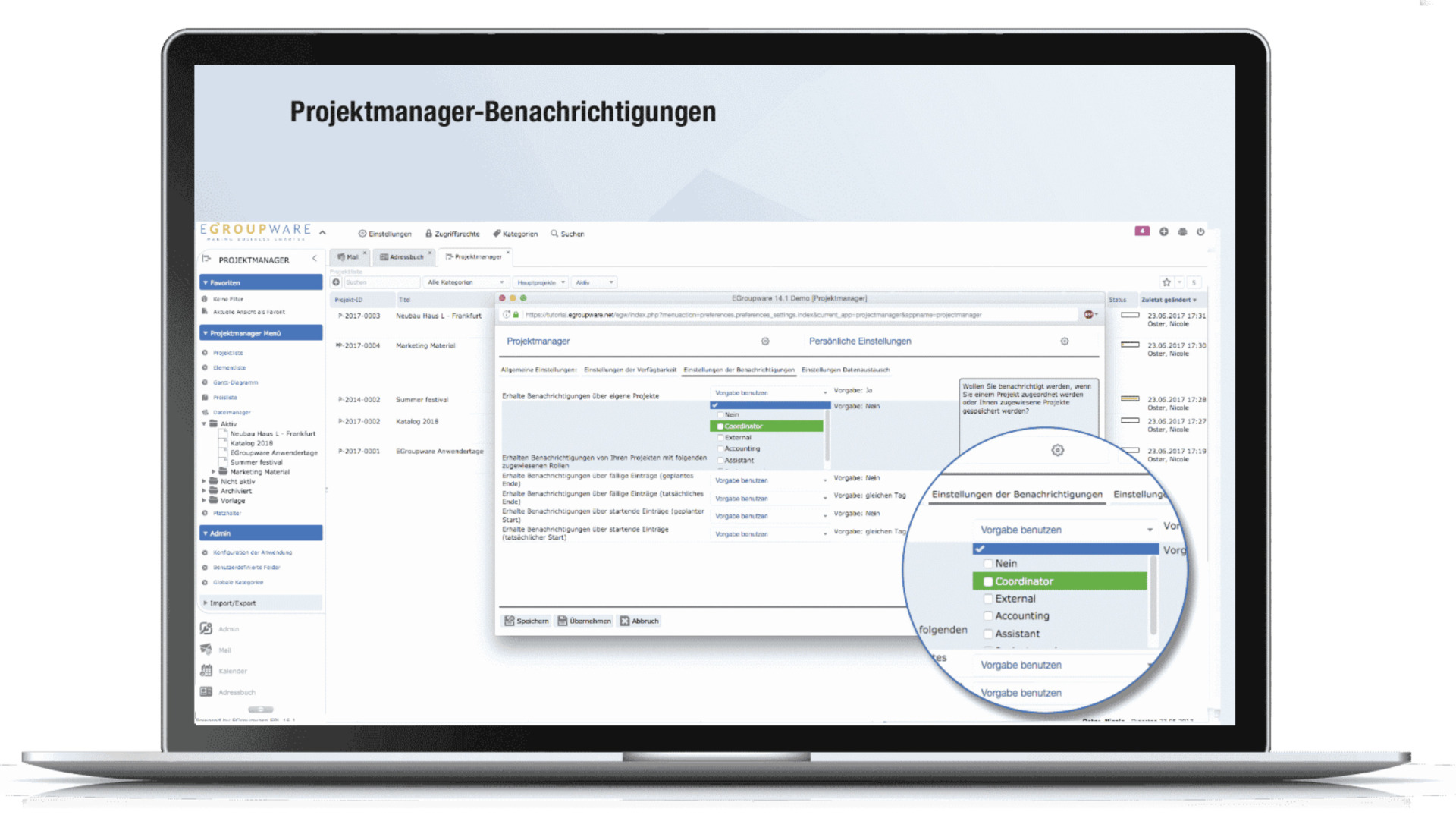 Actual screen of EGroupware
