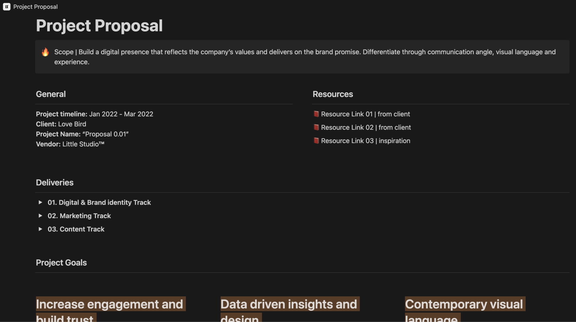 Image of template from Notion