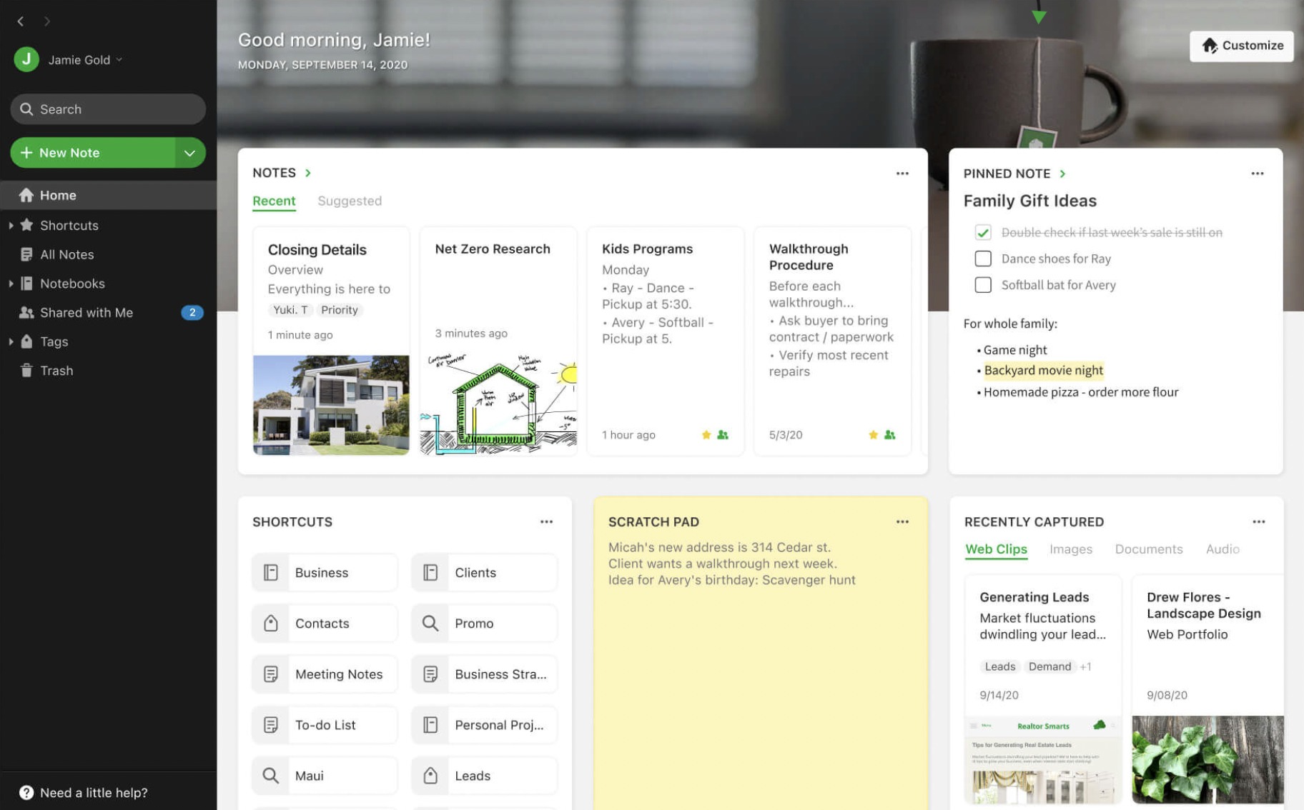 Image of Note that is Evernote