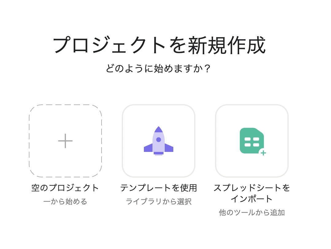 Asanaでプロジェクトを作成する画面