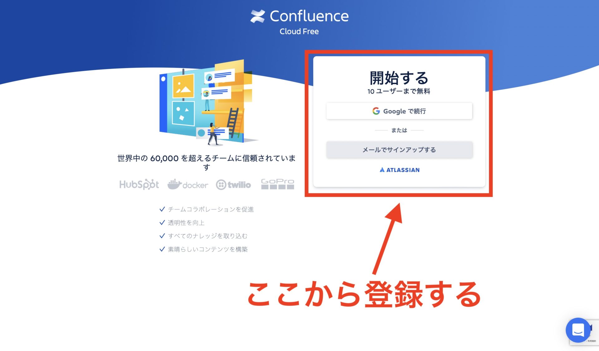 Googleアカウントかメールアドレスで登録する