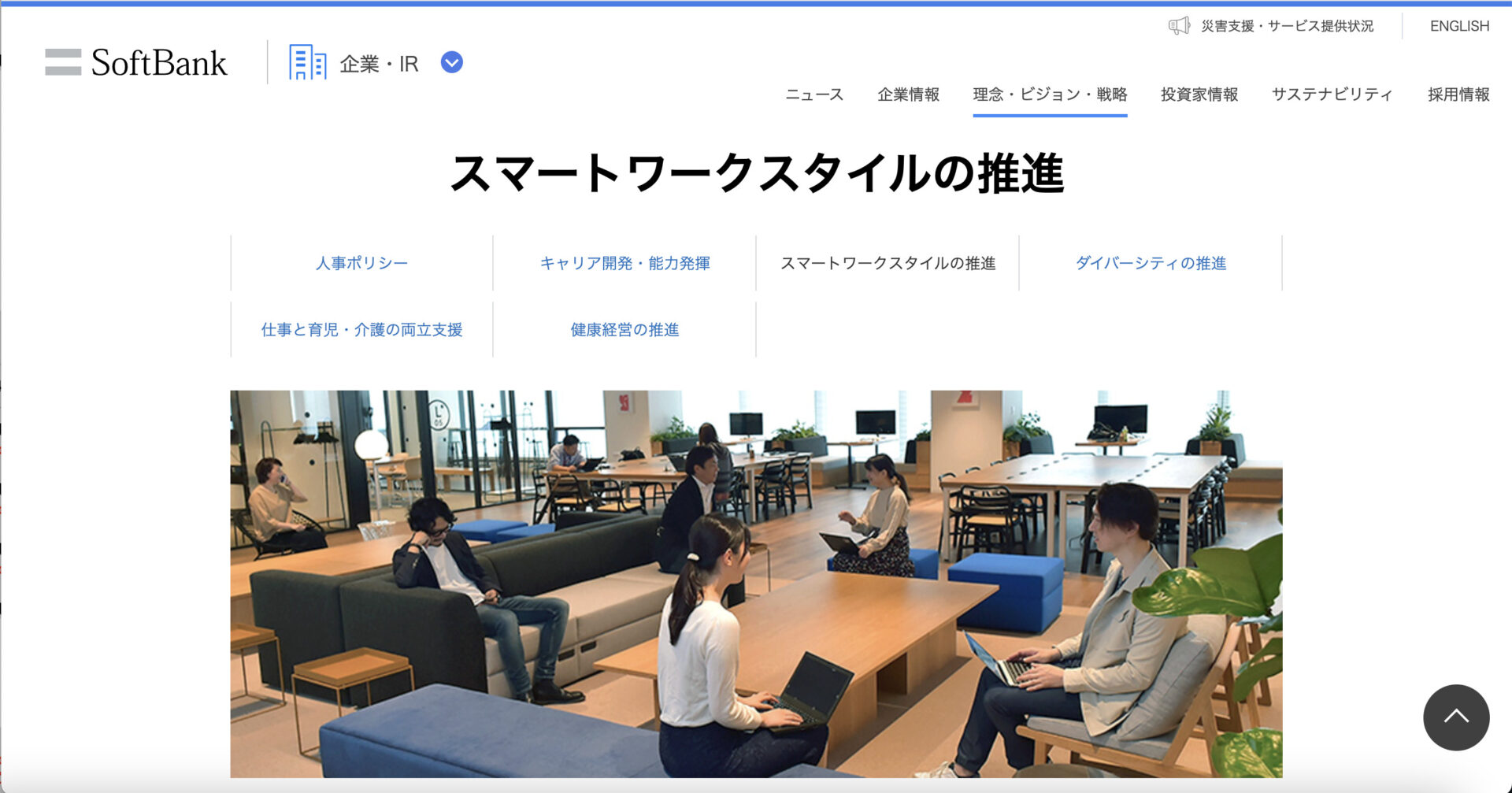 ソフトバンクのスマートワークスタイルの推進ページ