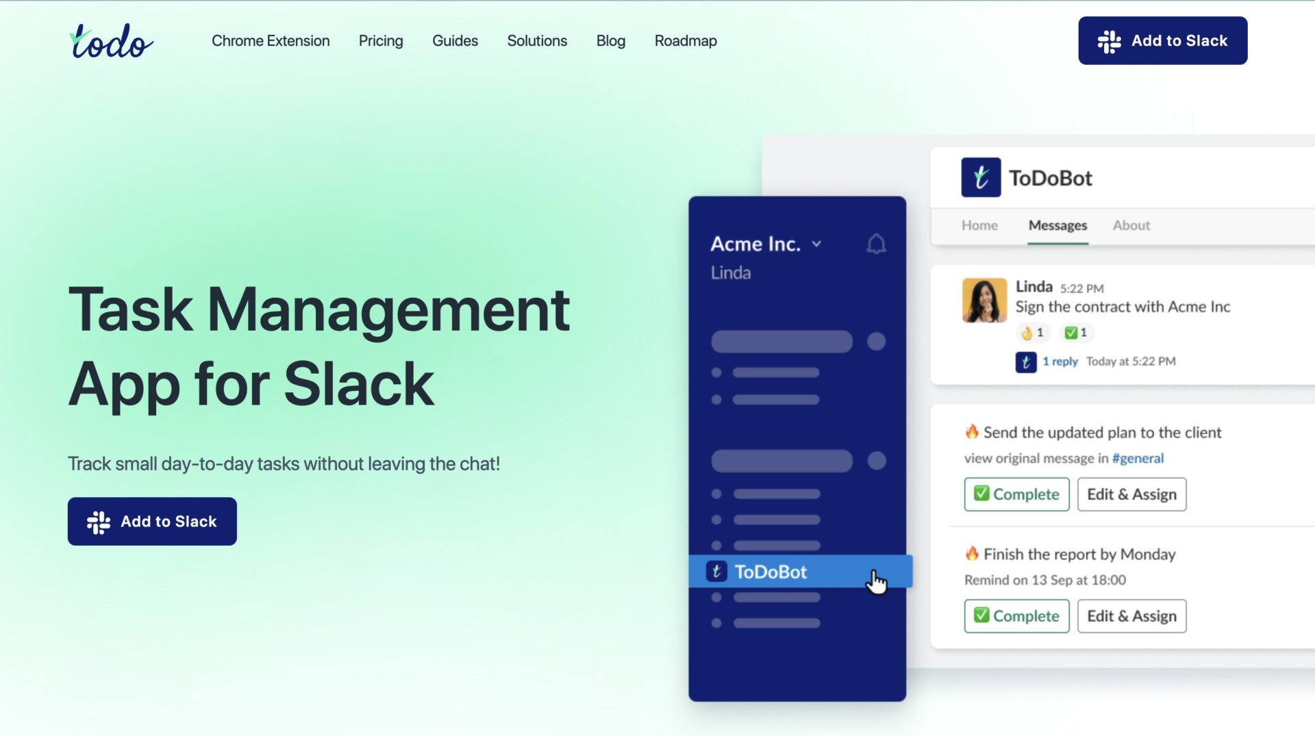 ToDoBotのトップページ