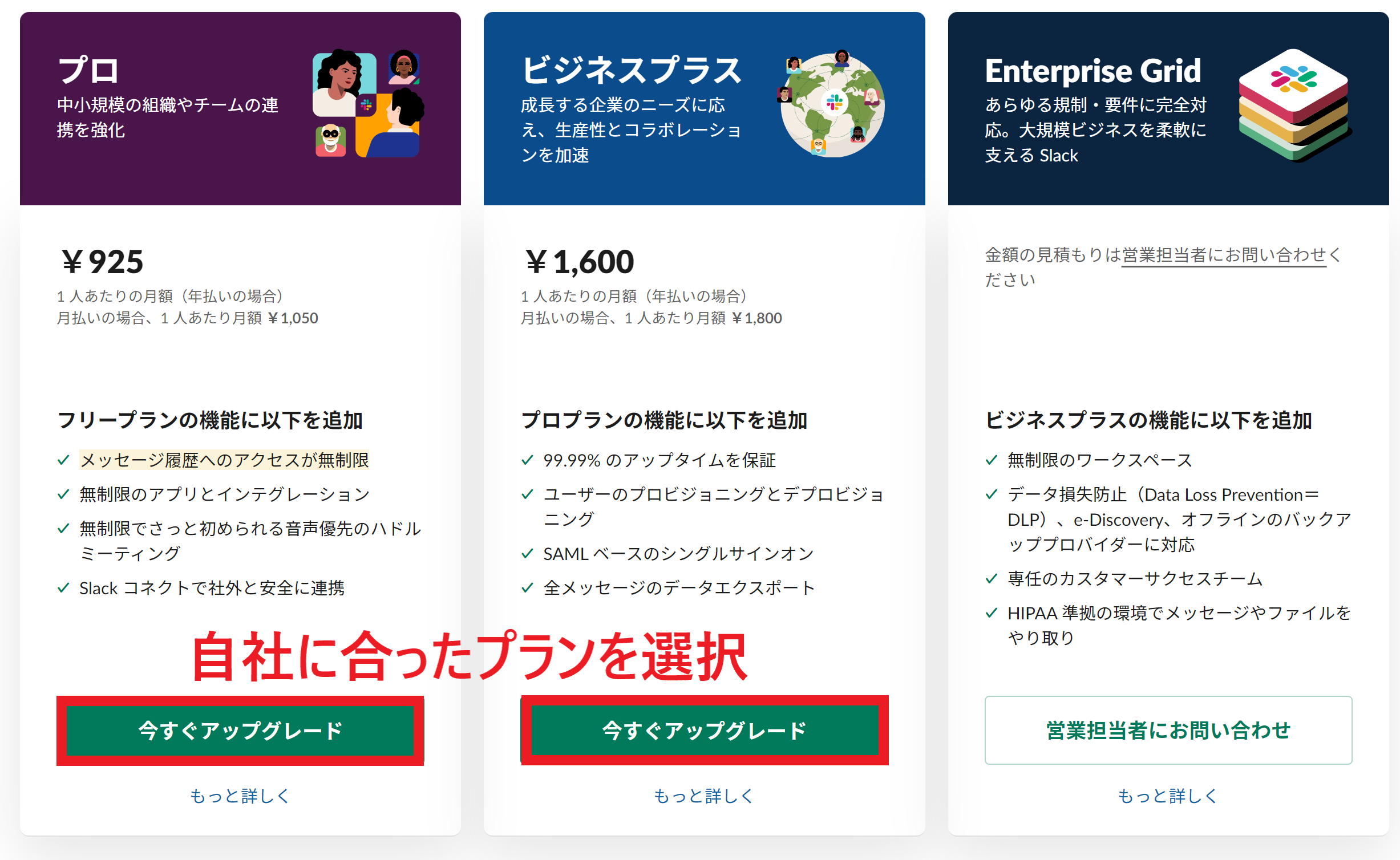 有料プランを選択する画面