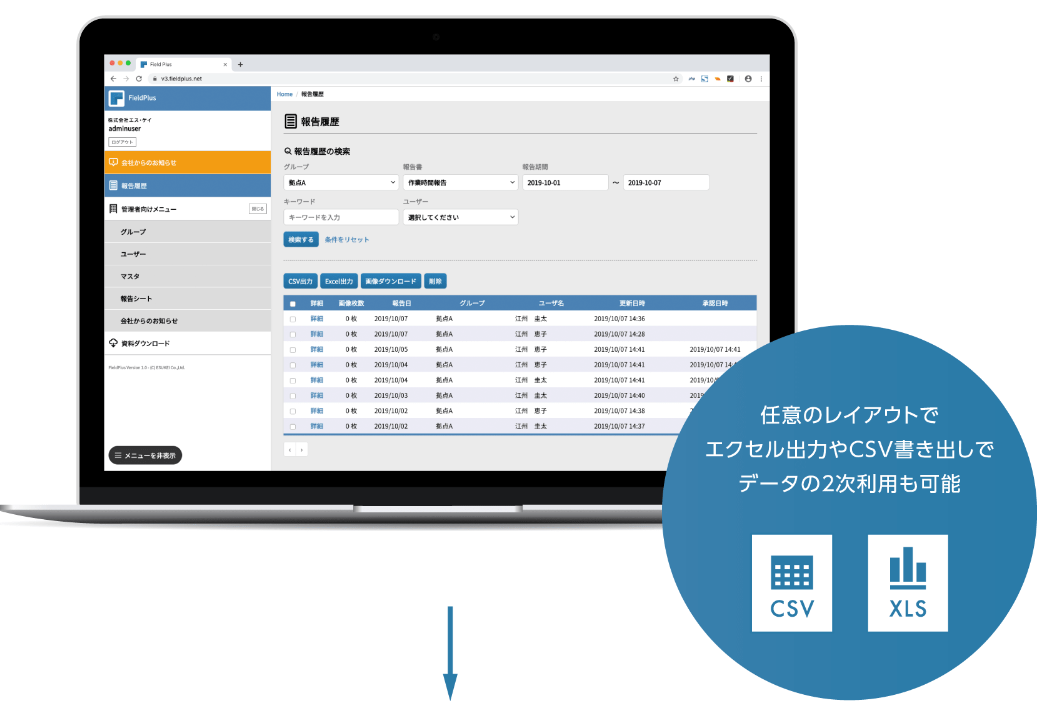 FieldPlusの報告内容確認