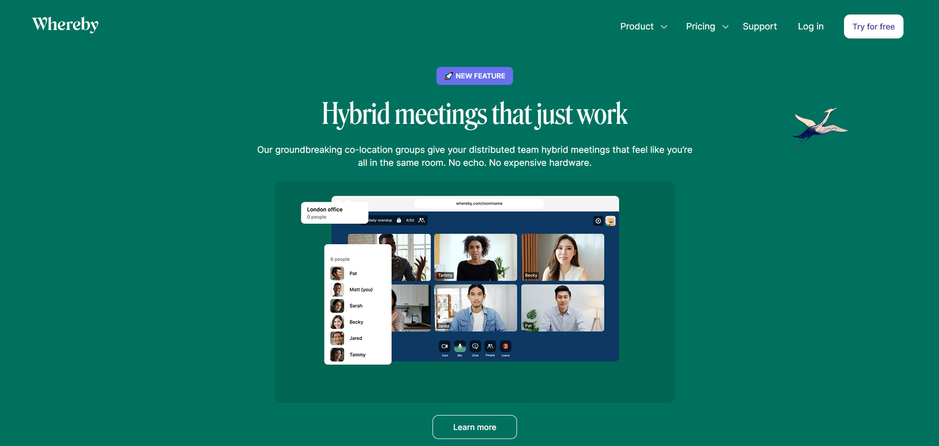 Wherebyのトップページ