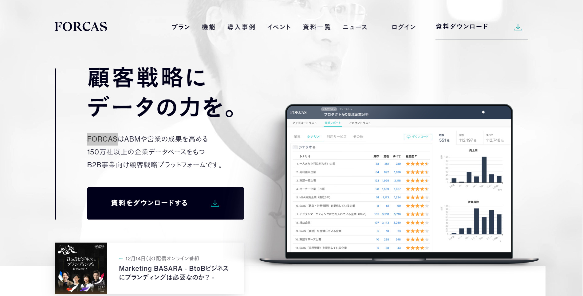 FORCASのトップページ