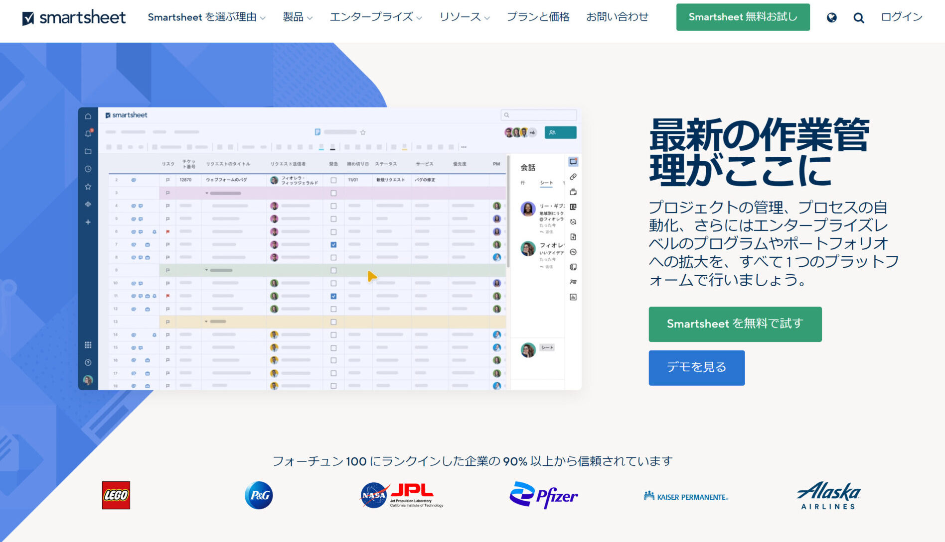 Smartsheetのトップ画像
