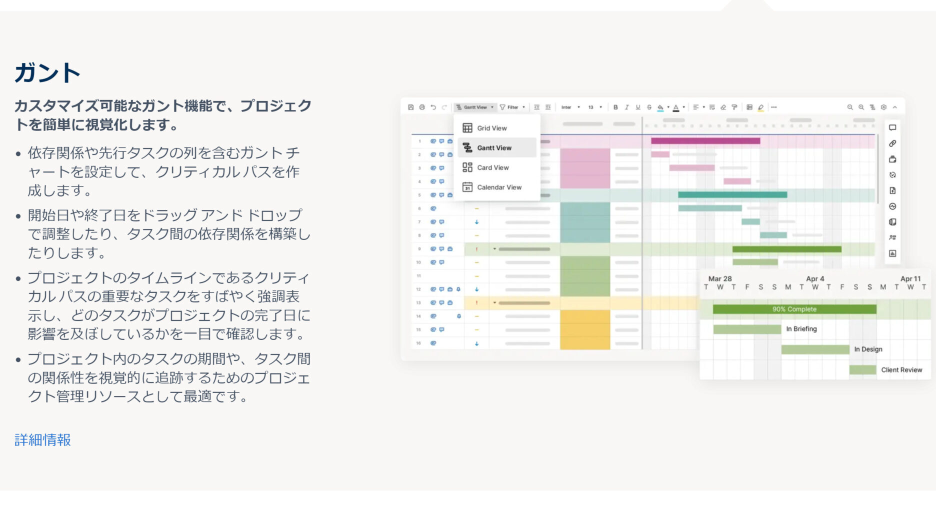 Smartsheetの実際のガントチャート画像