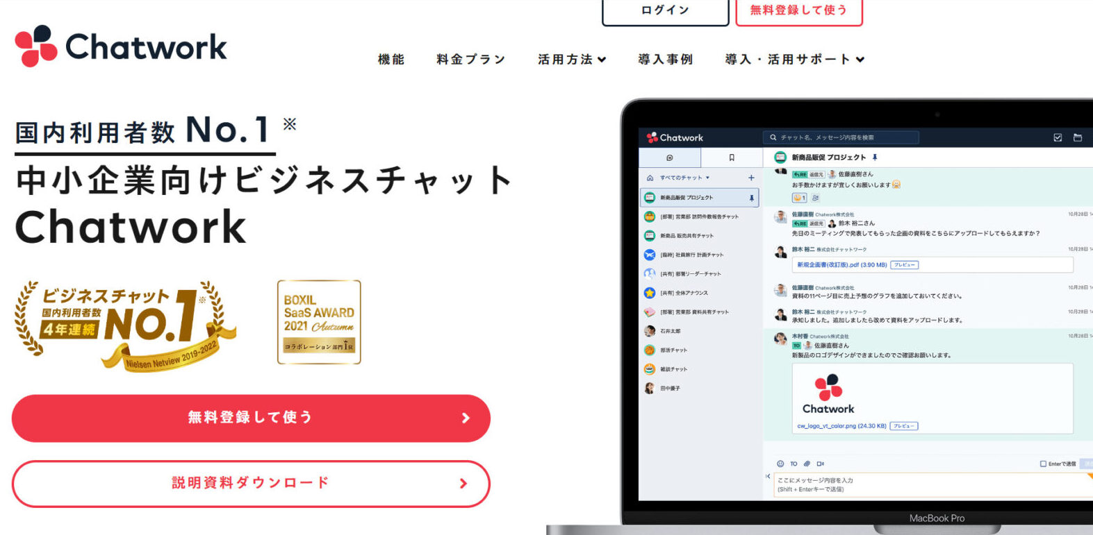 Chatworkのトップ画像