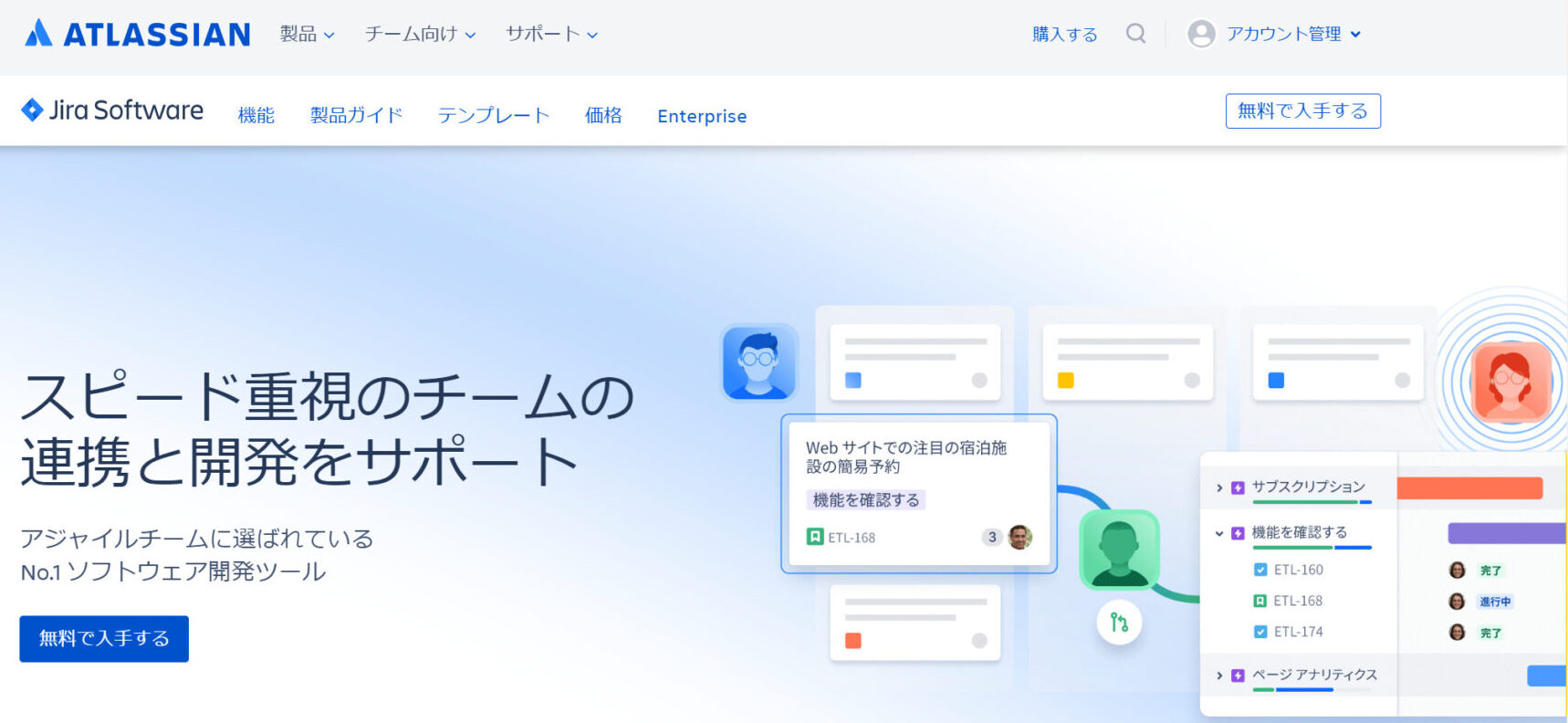 Jira Softwareのトップ画像