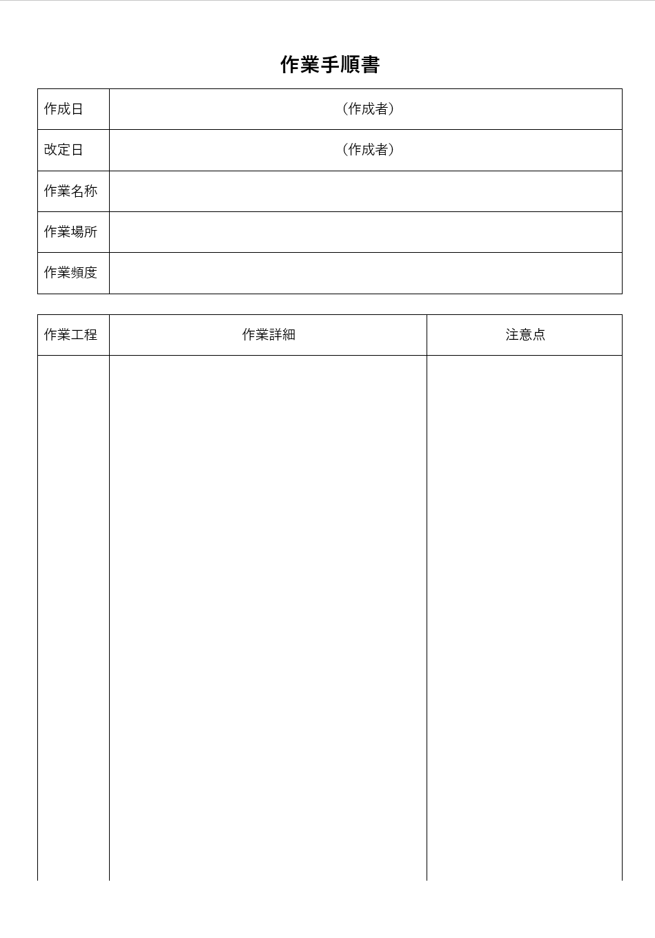 シンプルなWordの手順書テンプレートのイメージ画像