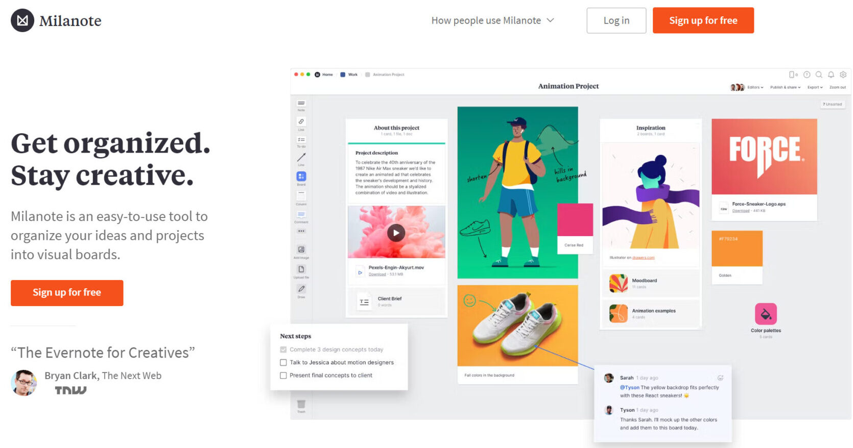 Milanoteのトップページ