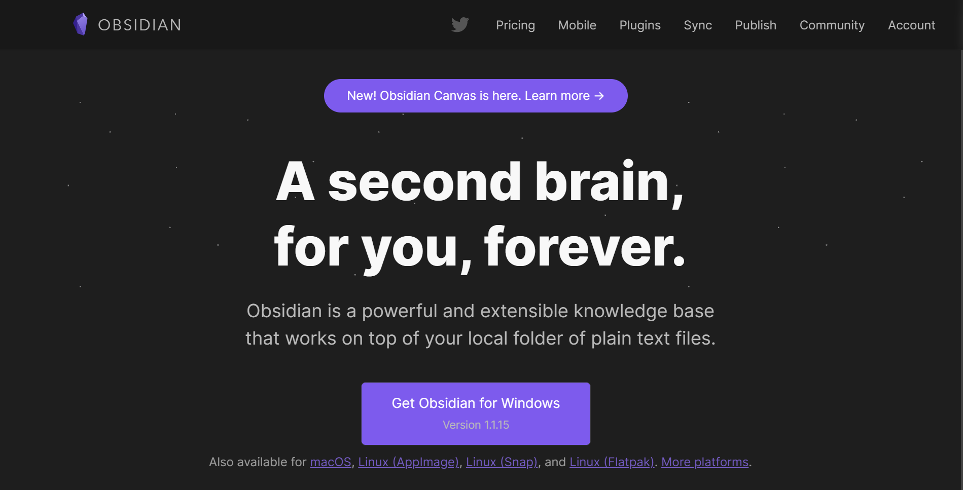 Obsidianのトップページ