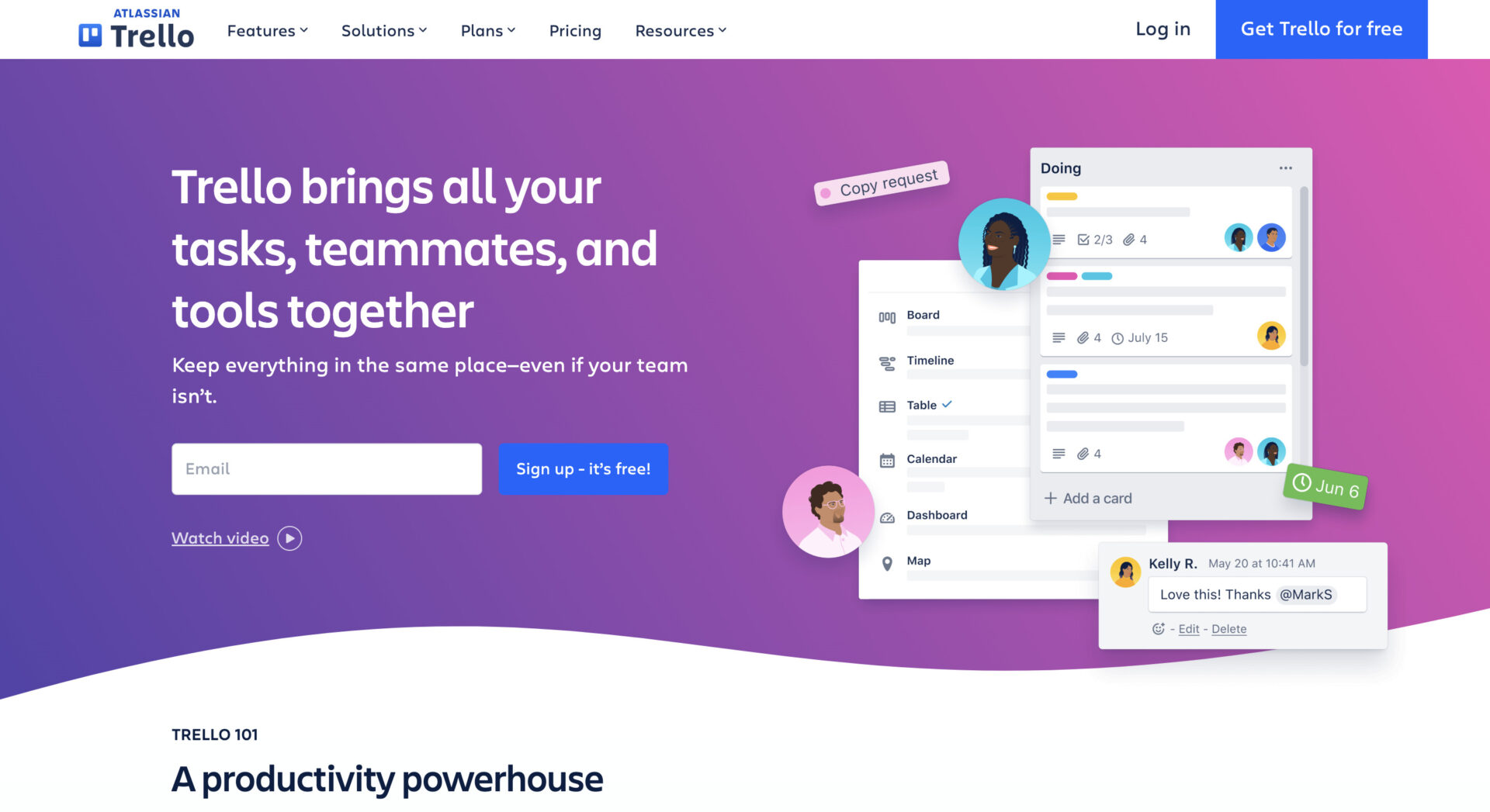 Trelloのトップページ