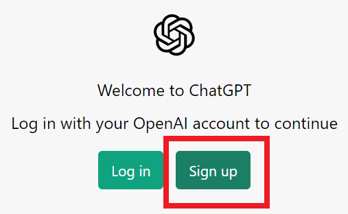 Sign upをクリックする画像