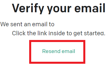 Resend emailをクリックする画像