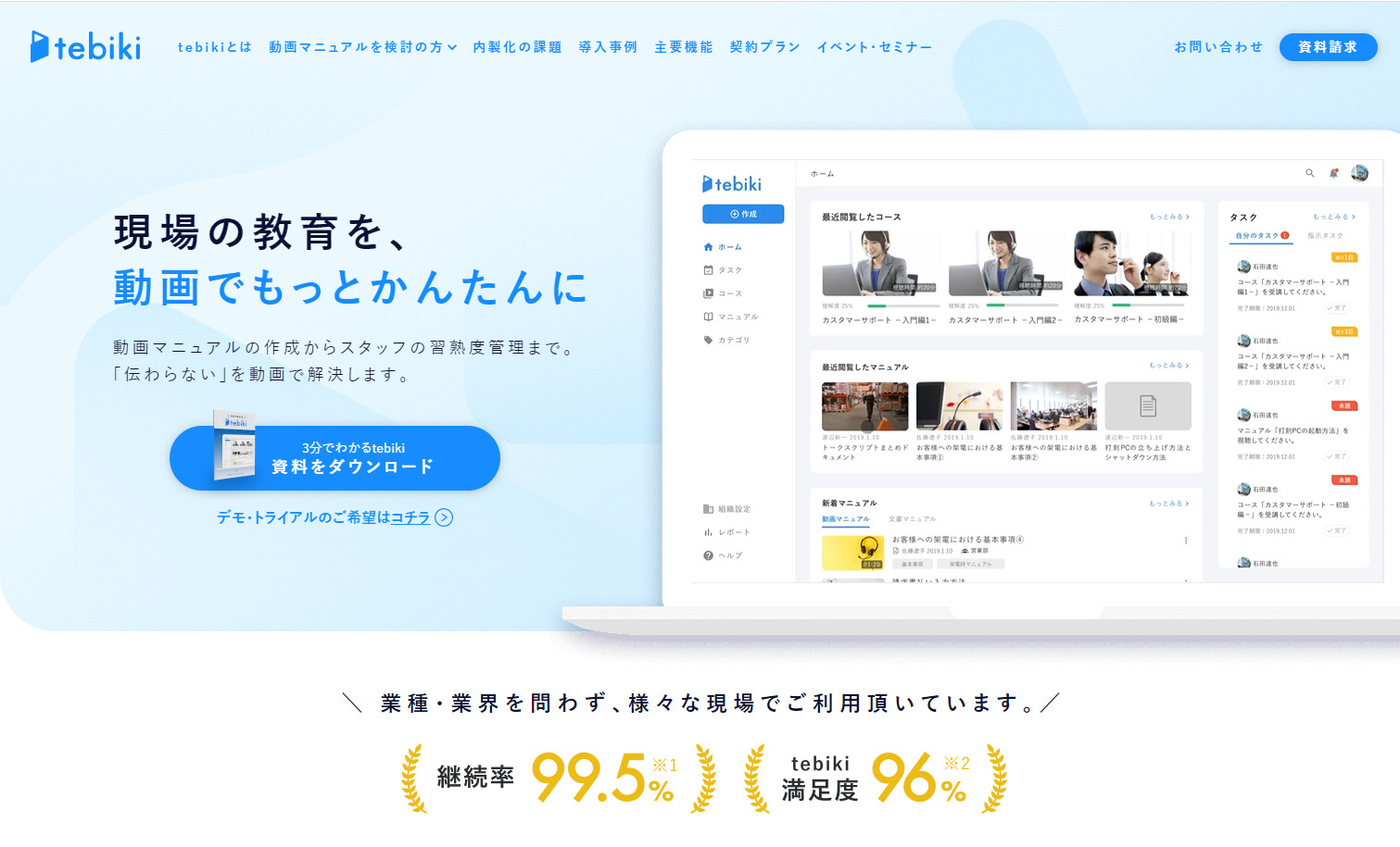 tebikiのトップページ