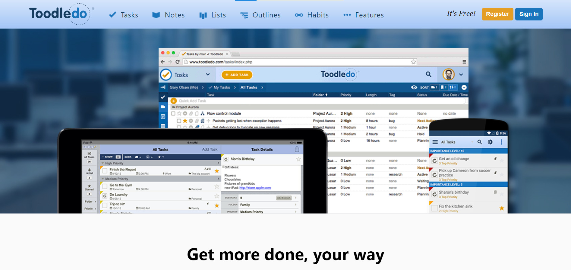 Toodledoのトップ画像