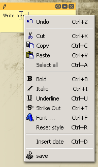 Stickypaper文字の編集画面